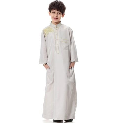 Teenager Boy Robe Muslim Islamic Clothing for Men Arabia Islamic Abaya Kaftan Jubba Islam Apparel Men Thobe Arab Middle East