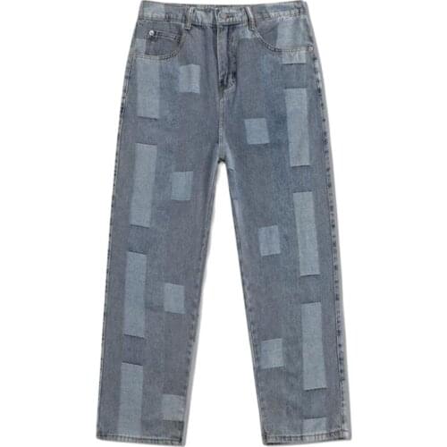 Men casual washed straight tube jeans teenagers loose brand jeans