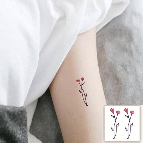 Temporary Tatoo Sticker Minimalism red cute flower Leaves totem Water Transfer fake tattoo for men women kids