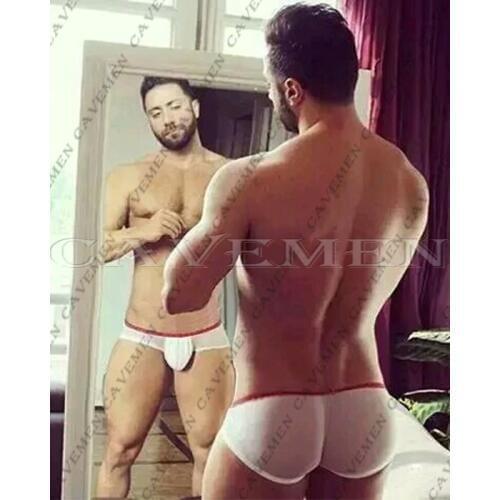 Low red edge sexy briefs * 3548 *Cavemen official sexy men lingerie Men Sexy T-Back Thong G-String Brief Underwear free shipping