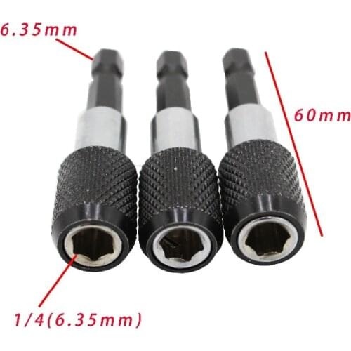 New Black 1/4 Hex Shank Quick Release Electric Drill Magnetic Screwdriver Bit Holder 60mm High Quality