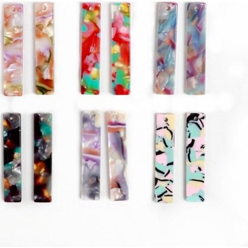 Tortoise Shell Charm,Acetate Acrylic, Thin Bar Rectangle pendant ,Boho ,Leopard Print,Earring Parts,Ohrringe finding-ACE134