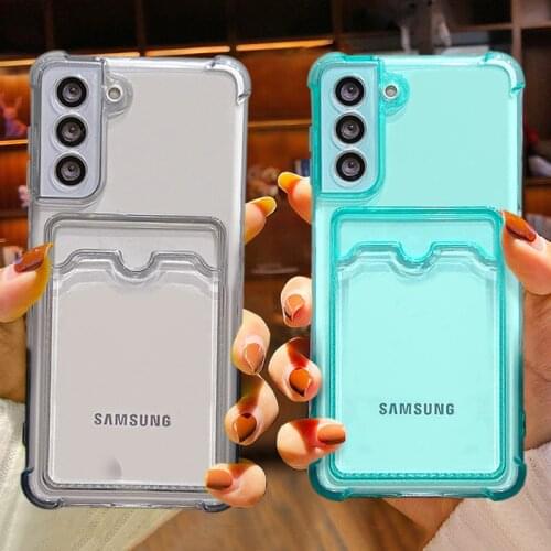 LOVECOM Card Wallet Clear Phone Case For Samsung S21 S10 Plus S20 FE A52 A72 A32 A12 A42 Note 20 Shockproof Soft Silicone Cover