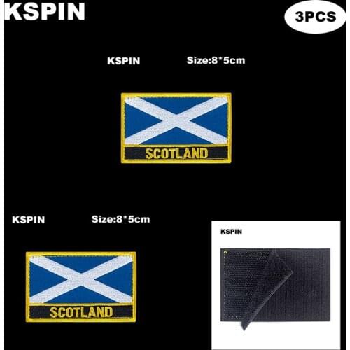 Rectangle National Flag Patch Hook Loop SCOTLAND BLUE Badges Armband 3D Stick on Jacket Backpack Stickers