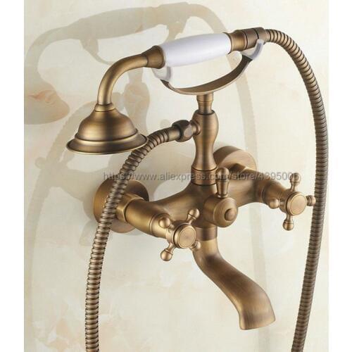 Bathtub Faucets Antique Wall Mounted Bathroom Bath Shower Faucets Brass Brushed Bathtub Faucet With Hand Shower Btf150