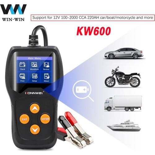 KONNWEI KW600 Car Battery Tester 12V OBD2 Car Diagnostic Battery Tools Printer for Quick Cranking Charging Test Free Update