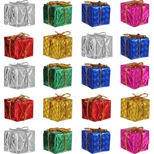 TINKSKY 24pcs Christmas Tree Small Gift Boxes Hanging Decorations Mini Wrapped Present Boxes Xmas Party Favors