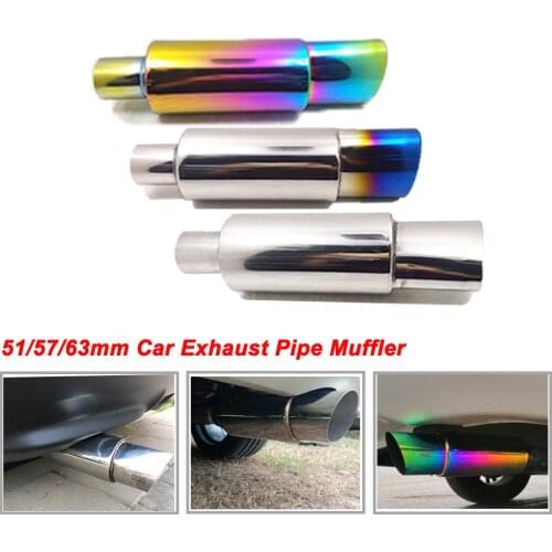 Universal Car Exhaust Pipe Muffler Tail Pipe High Quality Stainless Steel 304 Length 370mm Interface 51 57 63mm Outlet 89mm
