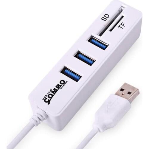 USB Hub Combo 3 Ports USB 2.0 Hub High Speed Splitter Multi USB Combo 2 In 1 SD / TF Card Reader For PC Laptop Computer