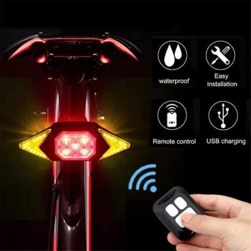 Bicycle Light Mountain Bike Wireless Taillight Indicator USB Charging Rear Laser Turn Signal Light Wireless Remote Accessories