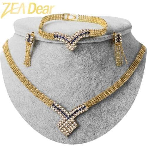 ZEADear Jewelry Sets Bohemia Collar Zircon Gold Planted Earrings Necklace Bracelet Lady Women High Quality Romantic Anniversary