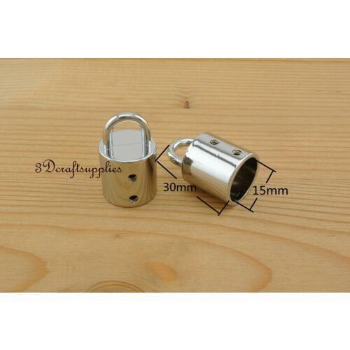 Rope Barrier end stopper Cord end caps 15 mm silver 8 pieces P31