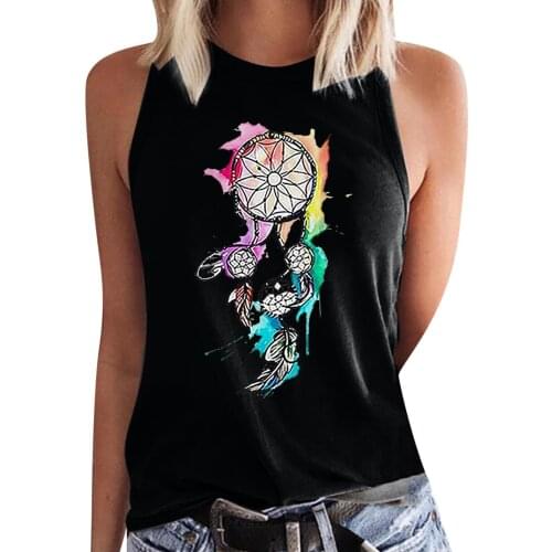 Women Vest 2021 Summer Sleeveless Blouses Floral Printed V-Neck T Shirt Ladies Casual Loose Tank Tops Female T-shirts Size