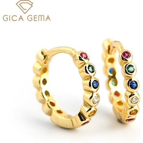 GICA GEMA Color Zircon Earrings For Women Real 925 Sterling Silver Geometric Unusual Earrings Anniversary Engagement Jewelry