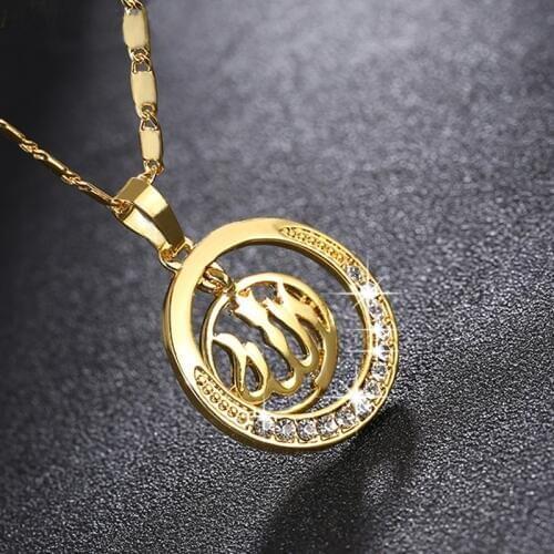 SONYA New Gold/Silver/Rose Gold Colors Arabic Islamic God Allah Pendant Necklace Muslim Women Charm Jewelry