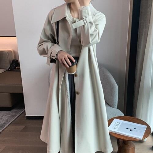 Womens new 2021 elegant Double Breasted Pea Coat Winter Mid-Long Trench Coat with Belt st158