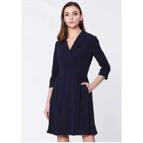 2021 spring new womens temperament commuting solid color V-neck dress womens skirt ycs23
