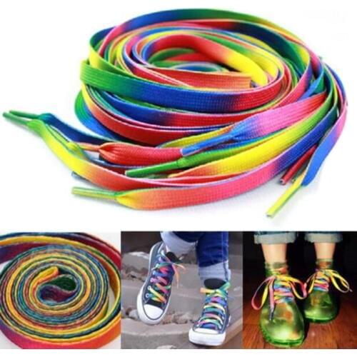 1 pair 110cm Multi-Colors Rainbow Flat Sports Shoe Laces Shoelaces Strings Strap for Sneakers Unisex rainbow shoelace