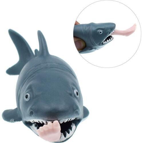 1 Piece Spit Foot Squeeze Shark Toys Prank Creative Novelty Decompression Squeeze Toy Eat People Soft Anti Stress Funny Sharks