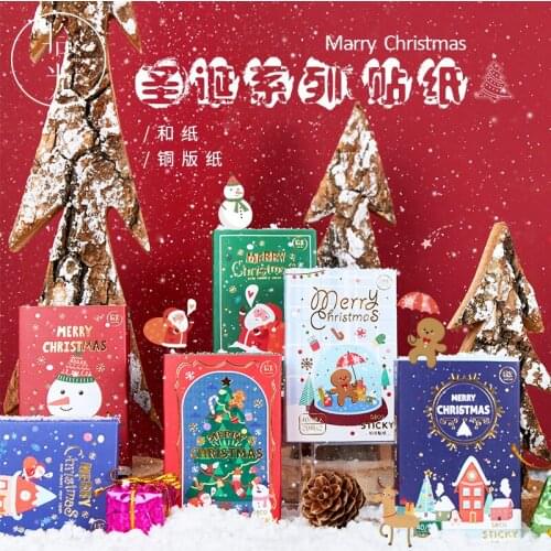 10 Boxes Diy Cute Stickers Christmas tree Poster Gingerbread Snowman for Scrapbooking School Suppliers Stationery 40PCS per box