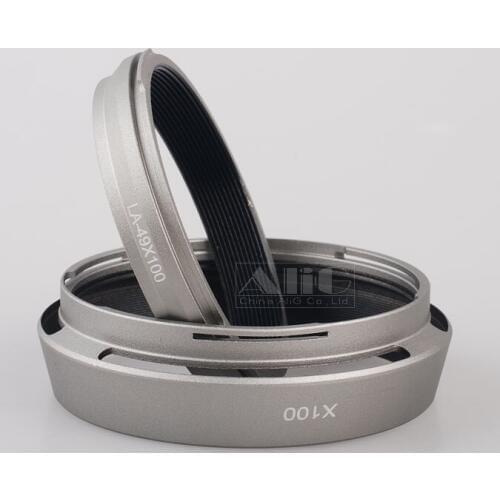 10PCS For Fujifilm FinePix X100 X100S X100T Camera Lens Adapter LA-49 X100 Metal Silver & Lens Hood 49mm