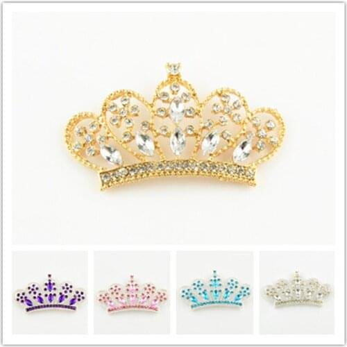 10pcs/lot 50x30mm Multi Color Crystal Alloy Crown Rhinestone Cabochon Tiaras Girls Hair Crown Free Shipping PJ21