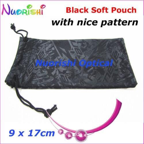 20pcs Quality Microfibre Black With Nice Pattern Double Drawstring MP4 Glasses Sunglass Soft Case Bag Pouch CP039 Free Shippin