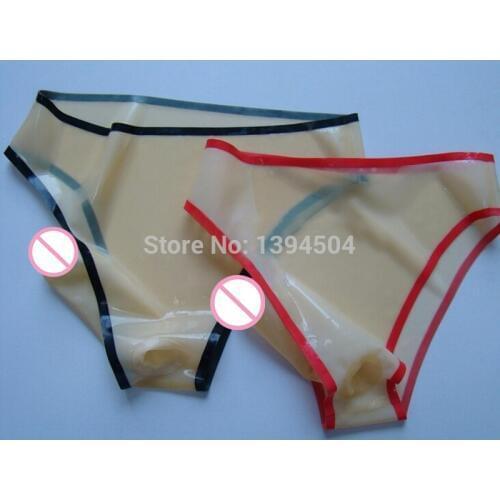 2017 cekc Sock Sexy Female Latex Underwear Women Transparent Shorts With One Penis Condom Pants JJ Sets Fetish Underpants