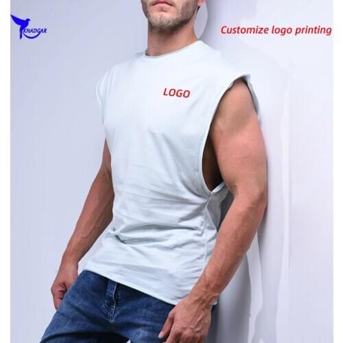 2020 Men Bodybuilding Cotton Sleeveless T-Shirt Gym Fitness Vest Sportswear Tank Tops O-Neck Running Undershirt Clothing Custom