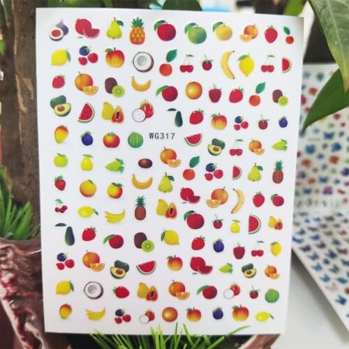 3D Stickers for Nails Fruit Strawberry Cherry Grape Design Nails Art Decoration Manicure Stickers Sliders Nail Foil Accessories