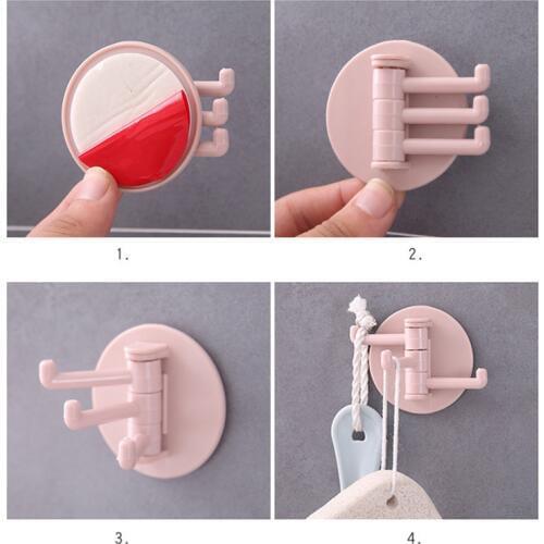 5KG Load Seamless Adhesive Hook Rotatable Strong Bearing Stick Hook Kitchen Wall Hanger Bathroom Kitchen Hooks
