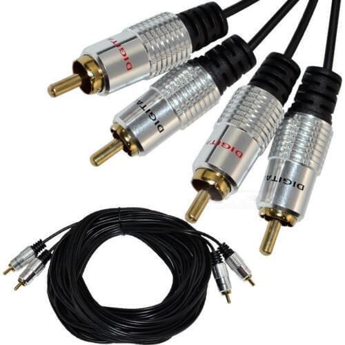 5m Premium Twin 2 Phono RCA male To 2RCA male Audio Cable