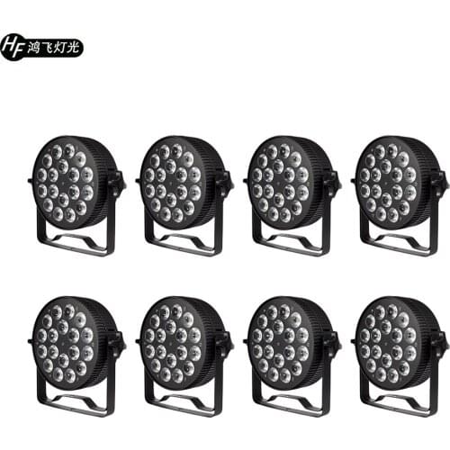 8 PCS 18x18w RGBWA UV 6in1 Aluminum Slim Flat Par Light LED Par Light DMX512 Professional Stage Lighting Equipment