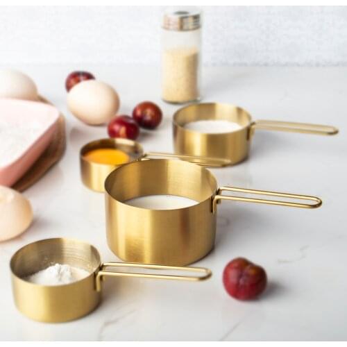 Giforhome 9Pcs Stainless Steel Measuring Cups and Spoons Set Titanium Plating Gold Tablespoon Scoop Kitchen Measuring Tools Set