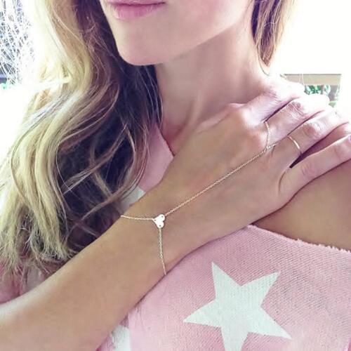 Classic Women Fashion Love Heart Hand Harness Finger Slave Chain Bracelet Jewelry Gift Wholesale