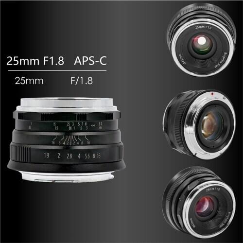 Brightin Star 25mm F1.8 Manual Focus Prime Lens for Fujifilm Fuji X FX Canon EF-M Sony E M4/3 Nikon Z Mount Mirrorless Cameras