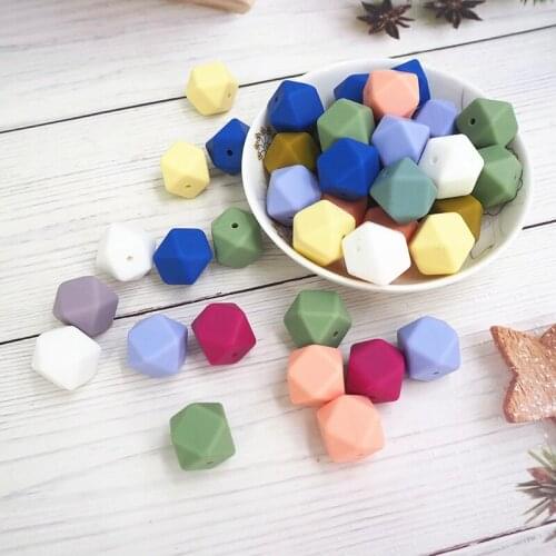 Chenkai 100PCS Silicone 14MM Hexagon Leopard Round Beads Baby DIY Nursing Necklace Infant Teether Toy Chain Accessories