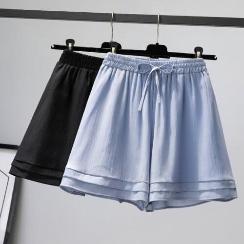 Black Blue Elastic Waist Chiffon Plus Size 5Xl Large Fashion Zevity Basic High Waist Summer WomenS Casual Clothing Shorts 2021