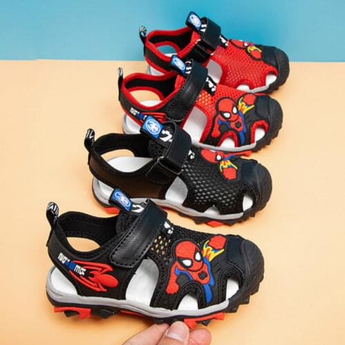 Disney Childrens Shoes Summer Closed Toe Baby Cartoon Fashion Sandals Orthopedic Sports PU Leather Soft Baby Shoes Beach Shoes