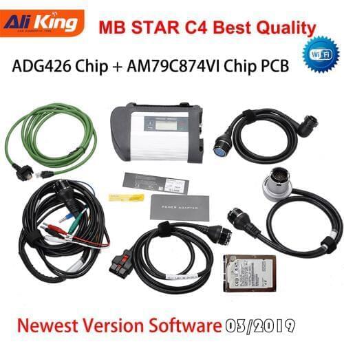 SS+++Best Quality AM79C874VI Chip MB C4 SD Connect Compact4 ADG426 chip MB Star C4 Diagnosis Tool with Software HDD Free ship