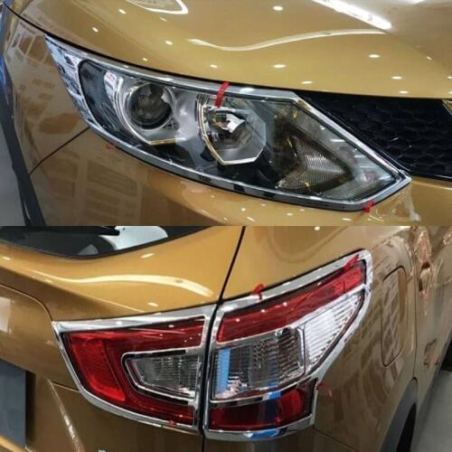 FOR NISSAN QASHQAI J11 2016 TO 2019 CHROME FRONT REAR HEADLIGHT TAIL LIGHT LAMP COVER TRIM FRAME RIM BEZEL MOLDING ACCESSORIES