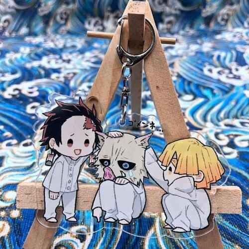 Anime Demon Slayer Keychain Cartoon Figure Kimetsu No Yaiba Kamado Tanjirou Double Sided Acrylic Keyring