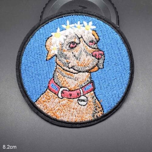 Elegant Dog With Flower on Head Animal Iron on Embroidered Cloth Clothes Patch For Clothing Woman Girls Boys Wholesale