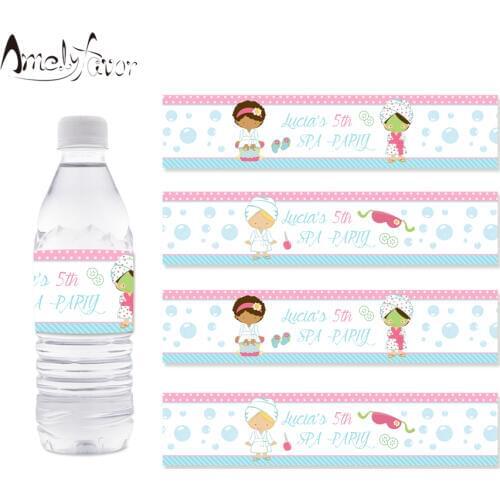 SPA Theme Party Bottle Labels Decoration SPA Sauna Makeup Event Slumber Party Decorations Supplies Personalized Bottle Wrapper