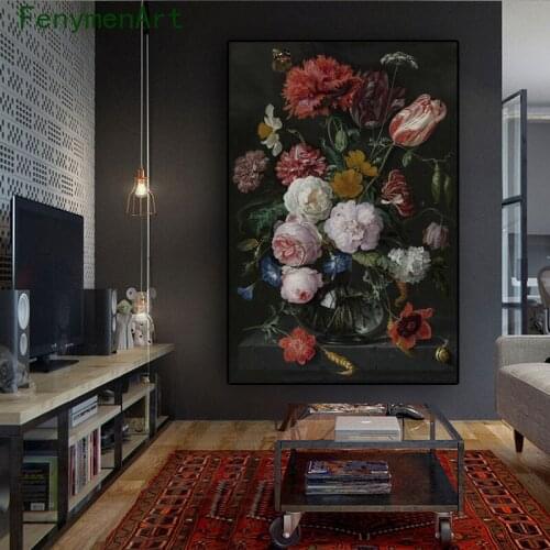 Europe Vintage Flowers Canvas Painting Wall Decoration Art Poster And Prints Picture Cuadros Modern Living Room Decor