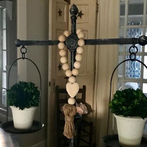 Tassle Farmhouse Beads Natural Wood Bead Garland Kids Baby Nursery Room Decor Wedding Vase