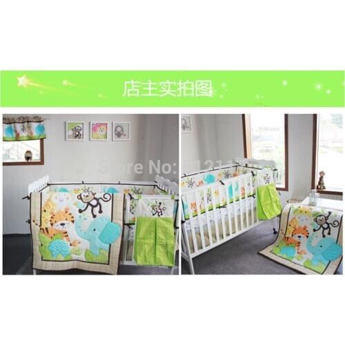 High quality sell New 8pcs Baby Crib Cot Bedding Set Quilt Bumper Sheet Dust Ruffle Nappy bag 5 items Birdie Owlet for Girl