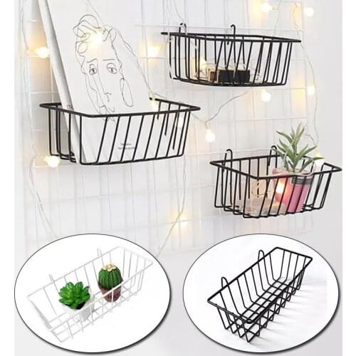 Storage basket Wrought iron hanging basket Punch-free bathroom kitchen toilet storage frame Item storage wall Home storage tools