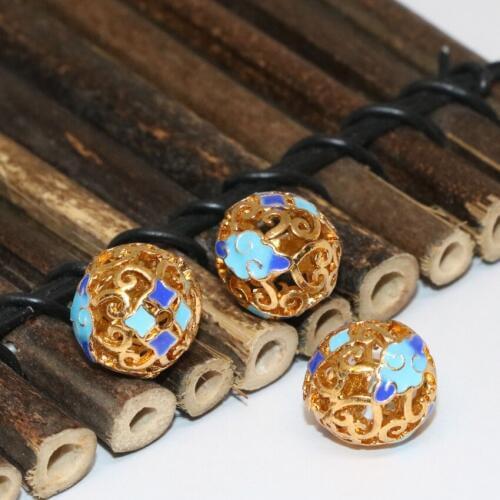 Wholesale price 13mm gold-color cloisonne round ball accessories 5pcs diy men & women spacers beads jewelry making B2394