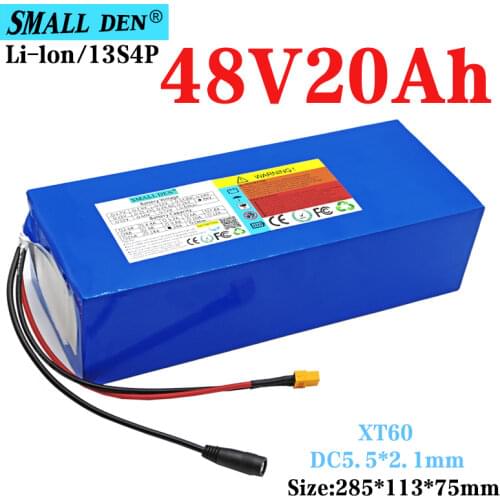 48V 20Ah 21700 13S4P lithium battery pack built-in 25A BMS 1200W high power 20000mAh 54.6V electric bicycle scooter battery XT60